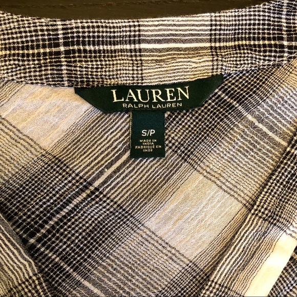 Lauren Ralph Lauren black/white plaid bellsleeves - Picture 8 of 11